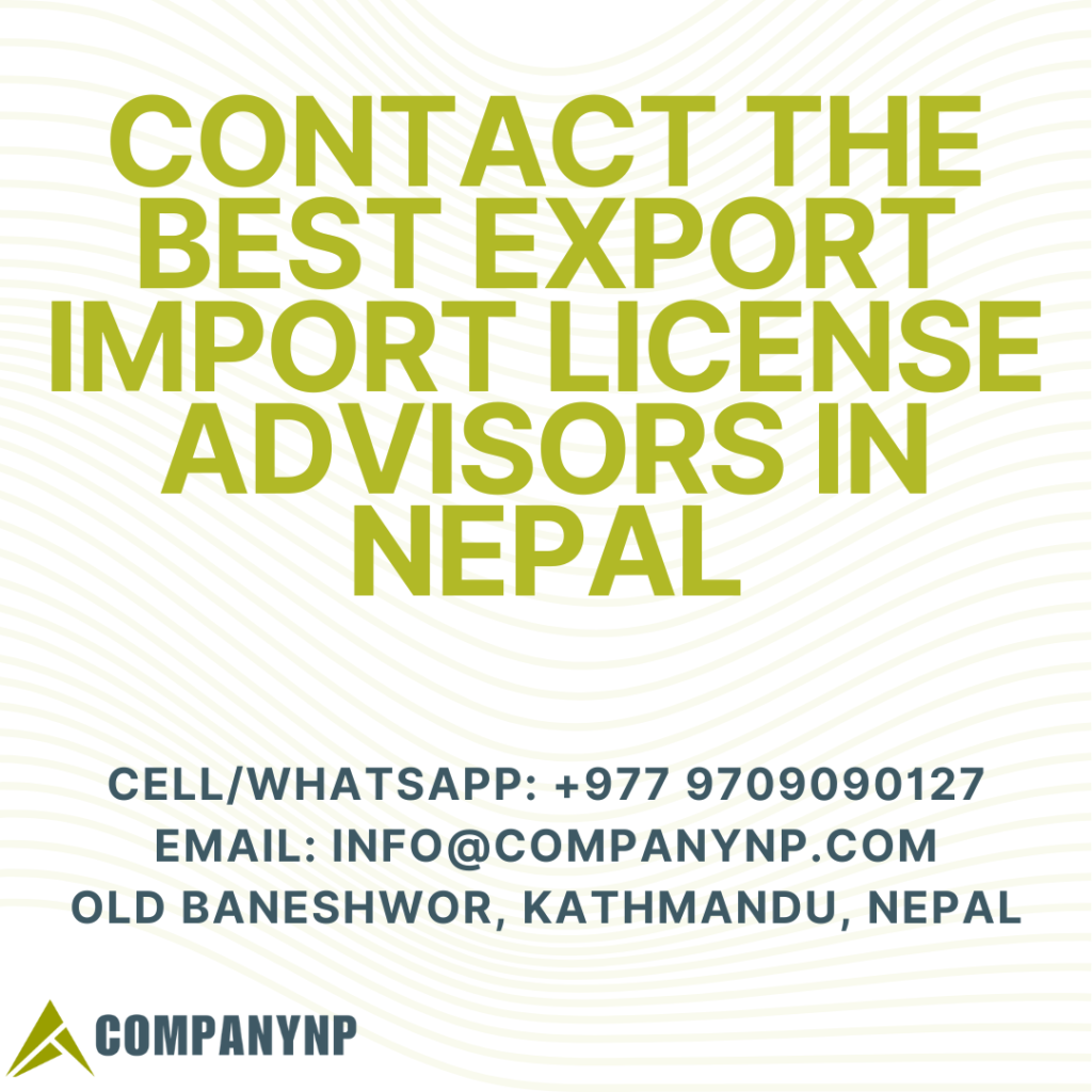 Contact for Export Import License Advisor in Nepal