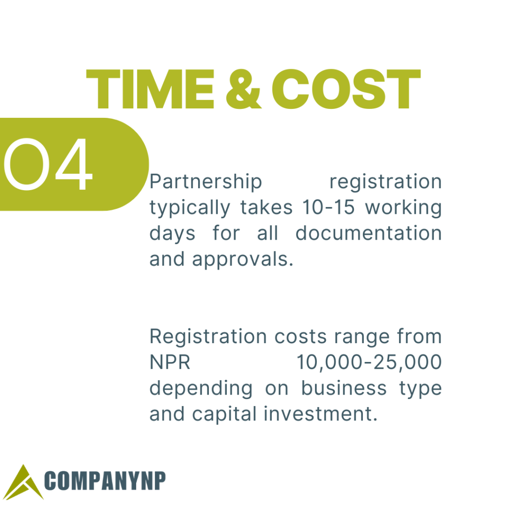Time and Cost for Partnership Company Registration in Nepal