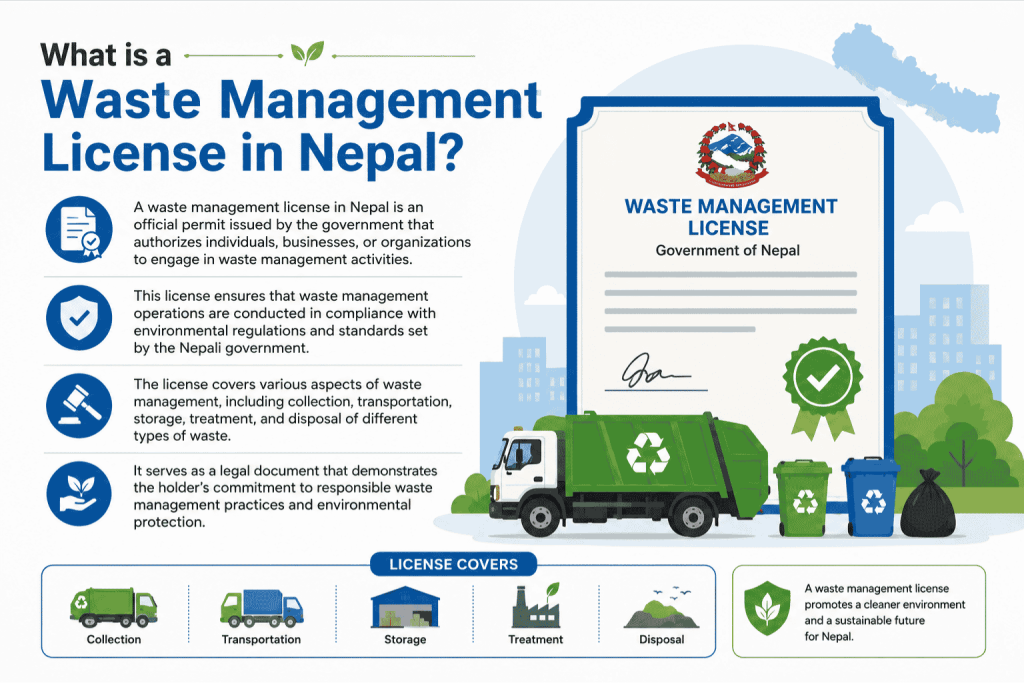 What is a waste management license in Nepal?