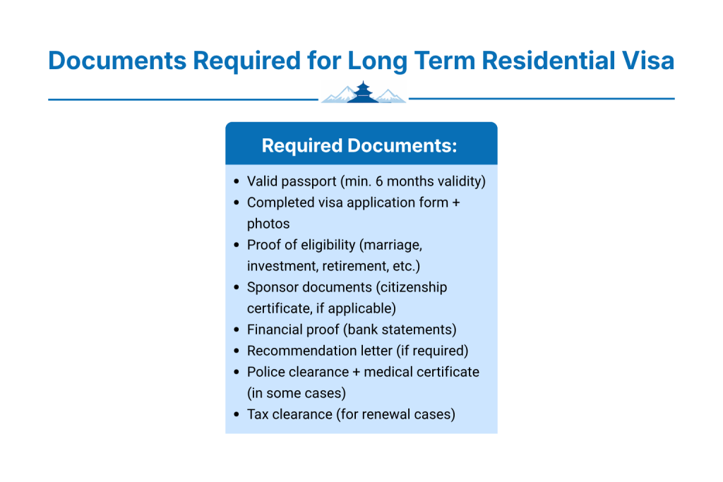 Documents Required for Long Term Residential Visa in Nepal